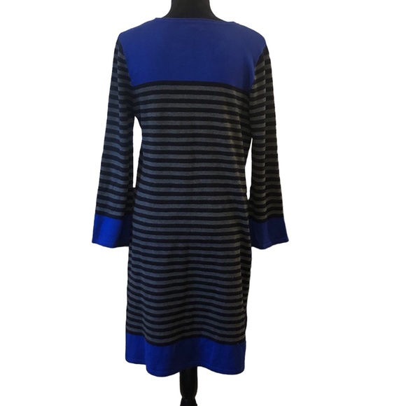 Jessica Howard Blue Trimmed Striped Dress size Medium - Picture 7 of 9